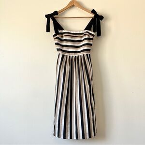 Zara TRF Striped Linen Blend Tie Strap Dress Size XS